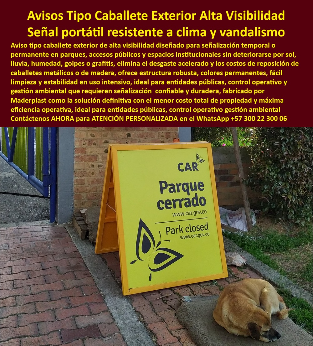 Aviso Señalización Exterior Inoxidable Alta Visibilidad Maderplast - En la imagen se observa un Aviso Señalización Exterior Inoxidable Alta Visibilidad Maderplast en formato tipo caballete A-frame, instalado en acceso peatonal urbano. El panel frontal amarillo de alta reflectancia garantiza lectura inmediata a distancia, mientras su estructura autoportante mantiene estabilidad sobre superficie irregular. Este no es un caballete convencional; es una pieza diseñada para señalización operativa real en exteriores, donde sol, lluvia, humedad y manipulación constante deterioran rápidamente soluciones metálicas o de madera. Los caballetes tradicionales fallan en el punto crítico: bisagras que se oxidan, tornillería que se afloja, marcos que se hinchan, pintura que se descascara. Aquí la diferencia es estructural. El letrero tipo A frame anti corrosión fabricado en polímero estructural elimina corrosión, absorción de agua y deformaciones por cambios térmicos. Es un caballete plástico estructural exterior con estabilidad dimensional y color integral, no pintura superficial. Esto significa que el caballete exterior resistente a la lluvia mantiene su apariencia y funcionalidad aun bajo uso intensivo institucional. Cuando se requiere señal portátil para el parque de alta visibilidad para control de acceso, cierre temporal o gestión ambiental, la exigencia no es estética sino operativa. Este aviso portátil control acceso parque ofrece lectura clara, superficie lisa de fácil limpieza y resistencia básica a graffiti, reduciendo reprocesos y reposiciones. Como señalización móvil resistente graffiti, soporta limpieza frecuente sin degradar el mensaje. El resultado es un letrero portátil sin mantenimiento correctivo periódico. En entidades públicas y gestión ambiental, la rotación de caballetes es un gasto oculto constante. Este caballete institucional de larga vida útil cambia la lógica financiera: menos compras recurrentes, menor almacenamiento de reemplazos y mejor imagen institucional. Para eventos o cierres temporales, el aviso plegable resistente clima extremo mantiene rigidez estructural sin oxidación en articulaciones. Es un caballete para entidades públicas durable, pensado para uso continuo y transporte repetitivo. La señal portátil anticorrosiva institucional responde con desempeño predecible frente a exposición UV prolongada. Cómo letrero temporal exterior resistente UV, no pierde contraste ni se deforma. En aplicaciones de turismo, parques o control operativo, el caballete señalizacion ambiental exterior cumple función crítica sin convertirse en problema logístico. Este aviso móvil uso intensivo es una herramienta profesional, no un elemento descartable. La fabricación caballete institucional resistente se realiza bajo procesos industriales controlados y experiencia en plásticos técnicos, garantizando coherencia dimensional y resistencia mecánica. EL TESTIMONIO QUE LO CONFIRMA: Administrador Operativo – Entidad Ambiental Regional: “Nuestros caballetes metálicos requerían reemplazo frecuente por oxidación en bisagras y deterioro de pintura. Con los caballetes estructurales Maderplast eliminamos compras recurrentes y mejoramos la presentación institucional en accesos públicos.” Cierre técnico para decisión segura: la inversión inicial en este sistema elimina el ciclo repetitivo de reposición, mantenimiento y reclamos asociados a estructuras metálicas económicas. No se trata de comprar un caballete barato, sino de especificar una solución con bajo costo total de propiedad, estabilidad estructural y desempeño comprobado en intemperie. Cuando una entidad necesita señalización portátil confiable, Maderplast convierte un elemento temporal en un activo duradero, reduciendo riesgo operativo y protegiendo la imagen institucional. Letreros Informativos Naturales Soluciona Deterioro Clima Resistencia Grafitis, Señalización ambiental exterior alta durabilidad, Letreros Informativos Naturales - Aviso Señalización Exterior Inoxidable Alta Visibilidad Maderplast Letreros Informativos Naturales Soluciona Deterioro Clima Resistencia Grafitis Señalización ambiental exterior alta durabilidad Letreros Informativos Naturales En la imagen se observa un Aviso Señalización Exterior Inoxidable Alta Visibilidad Maderplast en formato tipo caballete A-frame, instalado en acceso peatonal urbano. El panel frontal amarillo de alta reflectancia garantiza lectura inmediata a distancia, mientras su estructura autoportante mantiene estabilidad sobre superficie irregular. Este no es un caballete convencional; es una pieza diseñada para señalización operativa real en exteriores, donde sol, lluvia, humedad y manipulación constante deterioran rápidamente soluciones metálicas o de madera. Los caballetes tradicionales fallan en el punto crítico: bisagras que se oxidan, tornillería que se afloja, marcos que se hinchan, pintura que se descascara. Aquí la diferencia es estructural. El letrero tipo A frame anti corrosión fabricado en polímero estructural elimina corrosión, absorción de agua y deformaciones por cambios térmicos. Es un caballete plástico estructural exterior con estabilidad dimensional y color integral, no pintura superficial. Esto significa que el caballete exterior resistente a la lluvia mantiene su apariencia y funcionalidad aun bajo uso intensivo institucional. Cuando se requiere señal portátil para el parque de alta visibilidad para control de acceso, cierre temporal o gestión ambiental, la exigencia no es estética sino operativa. Este aviso portátil control acceso parque ofrece lectura clara, superficie lisa de fácil limpieza y resistencia básica a graffiti, reduciendo reprocesos y reposiciones. Como señalización móvil resistente graffiti, soporta limpieza frecuente sin degradar el mensaje. El resultado es un letrero portátil sin mantenimiento correctivo periódico. En entidades públicas y gestión ambiental, la rotación de caballetes es un gasto oculto constante. Este caballete institucional de larga vida útil cambia la lógica financiera: menos compras recurrentes, menor almacenamiento de reemplazos y mejor imagen institucional. Para eventos o cierres temporales, el aviso plegable resistente clima extremo mantiene rigidez estructural sin oxidación en articulaciones. Es un caballete para entidades públicas durable, pensado para uso continuo y transporte repetitivo. La señal portátil anticorrosiva institucional responde con desempeño predecible frente a exposición UV prolongada. Cómo letrero temporal exterior resistente UV, no pierde contraste ni se deforma. En aplicaciones de turismo, parques o control operativo, el caballete señalizacion ambiental exterior cumple función crítica sin convertirse en problema logístico. Este aviso móvil uso intensivo es una herramienta profesional, no un elemento descartable. La fabricación caballete institucional resistente se realiza bajo procesos industriales controlados y experiencia en plásticos técnicos, garantizando coherencia dimensional y resistencia mecánica. EL TESTIMONIO QUE LO CONFIRMA: Administrador Operativo – Entidad Ambiental Regional: “Nuestros caballetes metálicos requerían reemplazo frecuente por oxidación en bisagras y deterioro de pintura. Con los caballetes estructurales Maderplast eliminamos compras recurrentes y mejoramos la presentación institucional en accesos públicos.” Cierre técnico para decisión segura: la inversión inicial en este sistema elimina el ciclo repetitivo de reposición, mantenimiento y reclamos asociados a estructuras metálicas económicas. No se trata de comprar un caballete barato, sino de especificar una solución con bajo costo total de propiedad, estabilidad estructural y desempeño comprobado en intemperie. Cuando una entidad necesita señalización portátil confiable, Maderplast convierte un elemento temporal en un activo duradero, reduciendo riesgo operativo y protegiendo la imagen institucional.