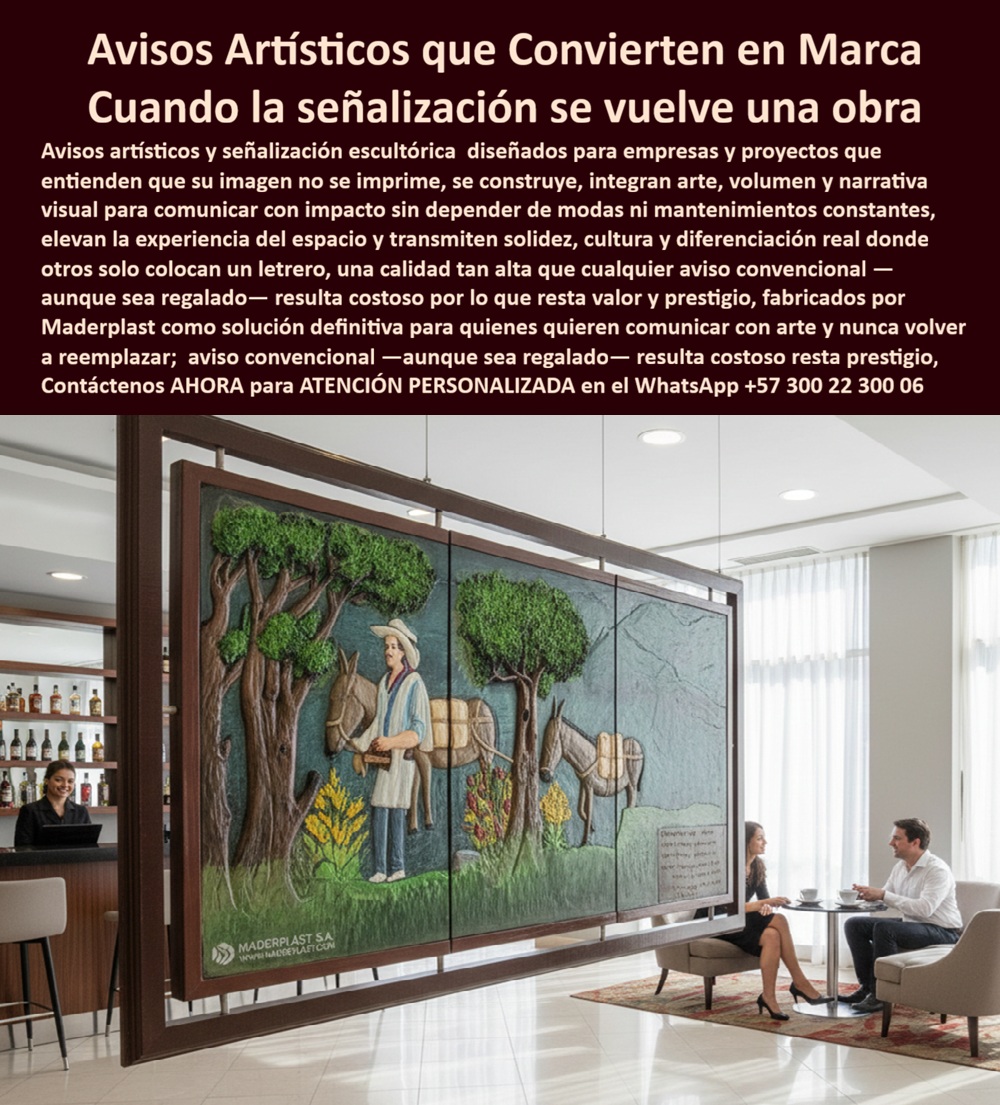 Avisos Artísticos Carteles Obra De Arte Señalización 3d Artística Maderplast - Avisos Artísticos Carteles Obra de Arte Señalización 3D Artística Maderplast – Avisos Fachada 3D Exterior Sin Mantenimiento, Letreros Señalización Artística Tallada Impactos Fácil Instalación Únicos, Señalización Fachada Corporativa La imagen muestra un mural tridimensional tallado en alto relieve, suspendido en marco estructural dentro de un espacio corporativo de alto nivel. No es un cuadro decorativo convencional; es señalización 3D artística Maderplast diseñada para comunicar identidad, historia y prestigio con volumen real. Cuando la señalización se convierte en obra de arte, deja de ser un gasto operativo y pasa a ser un activo reputacional permanente. El problema técnico de los avisos tallados tradicionales en madera natural o metal es su vulnerabilidad estructural. La humedad genera hongos, el salitre acelera la corrosión, la radiación UV degrada barnices y los cambios térmicos producen grietas. En fachadas costeras o interiores con variación ambiental, la restauración se vuelve recurrente: lijado, sellado, repinte, reposición parcial. Cada intervención afecta presupuesto y percepción de marca. Un aviso deteriorado no sólo envejece el material; envejece la imagen corporativa. Los Avisos Artísticos Carteles Obra de Arte Señalización 3D Artística Maderplast se fabrican en polímero macizo de ingeniería, tallado con precisión milimétrica para lograr bajo relieve profundo y texturas realistas. Los Avisos Fachada 3D Exterior Sin Mantenimiento no dependen de barnices ni pinturas superficiales; el color y la estructura están integrados en el material, lo que elimina pudrición, oxidación y descascarar. Esta señalización fachada corporativa mantiene su detalle artístico intacto frente a radiación UV intensa, humedad constante y limpieza frecuente. Desde el punto de vista técnico, el material es dimensionalmente estable, resistente a impactos moderados y sin corrosión galvánica. Los letreros de señalización artística tallada de impactos de fácil instalación únicos pueden diseñarse con anclajes estructurales calculados para interiores o exteriores, incluyendo fachadas de hoteles, restaurantes, centros culturales y desarrollos turísticos. El polímero no tiene valor de chatarra, reduciendo el riesgo de hurto en espacios públicos. En términos financieros, la decisión debe evaluarse en costo total de propiedad. Los Avisos decorativos sin mantenimiento eliminan ciclos anuales de restauración y reposición. Un mural 3D en polímero macizo puede superar ampliamente los 20 años de vida útil sin intervenciones correctivas mayores, mientras que la madera tradicional exige mantenimiento periódico. Por eso afirmamos con criterio técnico que los productos Maderplast son tan superiores que cualquier alternativa convencional —aunque parezca económica— termina siendo más costosa por fallas estructurales y pérdida de estética. Para soportar la decisión ante arquitectos, gerencias o comités directivos, Maderplast suministra ficha técnica descargable en PDF con propiedades mecánicas, recomendaciones de instalación y sistema de anclaje; soporte de ingeniería para integración arquitectónica; y desarrollo personalizado desde boceto artístico hasta modelado 3D previo a fabricación. Puede solicitar cotización formal, renders y producción exclusiva para proyectos de alta gama. Si su proyecto requiere Señalización escultórica de alto impacto, cuadros artísticos exteriores resistentes o Imagen corporativa artística inmune al tiempo y al clima, solicite ahora la ficha técnica PDF y una cotización personalizada. Con datos técnicos claros, la señalización deja de ser decoración y se convierte en infraestructura de marca permanente. Atención personalizada al WhatsApp +57 300 22 300 06.Avisos Fachada 3D Exterior Sin Mantenimiento, Letreros Señalización Artística Tallada Impactos Fácil Instalación Únicos, Señalización Fachada Corporativa Avisos Artísticos Carteles Obra De Arte Señalización 3d Artistica Maderplast Avisos Fachada 3D Exterior Sin Mantenimiento Letreros Señalización Artística Tallada Impactos Fácil Instalación Únicos Señalización Fachada Corporativa Avisos Artísticos Carteles Obra de Arte Señalización 3D Artística Maderplast – Avisos Fachada 3D Exterior Sin Mantenimiento, Letreros Señalización Artística Tallada Impactos Fácil Instalación Únicos, Señalización Fachada Corporativa La imagen muestra un mural tridimensional tallado en alto relieve, suspendido en marco estructural dentro de un espacio corporativo de alto nivel. No es un cuadro decorativo convencional; es señalización 3D artística Maderplast diseñada para comunicar identidad, historia y prestigio con volumen real. Cuando la señalización se convierte en obra de arte, deja de ser un gasto operativo y pasa a ser un activo reputacional permanente. El problema técnico de los avisos tallados tradicionales en madera natural o metal es su vulnerabilidad estructural. La humedad genera hongos, el salitre acelera la corrosión, la radiación UV degrada barnices y los cambios térmicos producen grietas. En fachadas costeras o interiores con variación ambiental, la restauración se vuelve recurrente: lijado, sellado, repinte, reposición parcial. Cada intervención afecta presupuesto y percepción de marca. Un aviso deteriorado no sólo envejece el material; envejece la imagen corporativa. Los Avisos Artísticos Carteles Obra de Arte Señalización 3D Artística Maderplast se fabrican en polímero macizo de ingeniería, tallado con precisión milimétrica para lograr bajo relieve profundo y texturas realistas. Los Avisos Fachada 3D Exterior Sin Mantenimiento no dependen de barnices ni pinturas superficiales; el color y la estructura están integrados en el material, lo que elimina pudrición, oxidación y descascarar. Esta señalización fachada corporativa mantiene su detalle artístico intacto frente a radiación UV intensa, humedad constante y limpieza frecuente. Desde el punto de vista técnico, el material es dimensionalmente estable, resistente a impactos moderados y sin corrosión galvánica. Los letreros de señalización artística tallada de impactos de fácil instalación únicos pueden diseñarse con anclajes estructurales calculados para interiores o exteriores, incluyendo fachadas de hoteles, restaurantes, centros culturales y desarrollos turísticos. El polímero no tiene valor de chatarra, reduciendo el riesgo de hurto en espacios públicos. En términos financieros, la decisión debe evaluarse en costo total de propiedad. Los Avisos decorativos sin mantenimiento eliminan ciclos anuales de restauración y reposición. Un mural 3D en polímero macizo puede superar ampliamente los 20 años de vida útil sin intervenciones correctivas mayores, mientras que la madera tradicional exige mantenimiento periódico. Por eso afirmamos con criterio técnico que los productos Maderplast son tan superiores que cualquier alternativa convencional —aunque parezca económica— termina siendo más costosa por fallas estructurales y pérdida de estética. Para soportar la decisión ante arquitectos, gerencias o comités directivos, Maderplast suministra ficha técnica descargable en PDF con propiedades mecánicas, recomendaciones de instalación y sistema de anclaje; soporte de ingeniería para integración arquitectónica; y desarrollo personalizado desde boceto artístico hasta modelado 3D previo a fabricación. Puede solicitar cotización formal, renders y producción exclusiva para proyectos de alta gama. Si su proyecto requiere Señalización escultórica de alto impacto, cuadros artísticos exteriores resistentes o Imagen corporativa artística inmune al tiempo y al clima, solicite ahora la ficha técnica PDF y una cotización personalizada. Con datos técnicos claros, la señalización deja de ser decoración y se convierte en infraestructura de marca permanente. Atención personalizada al WhatsApp +57 300 22 300 06.