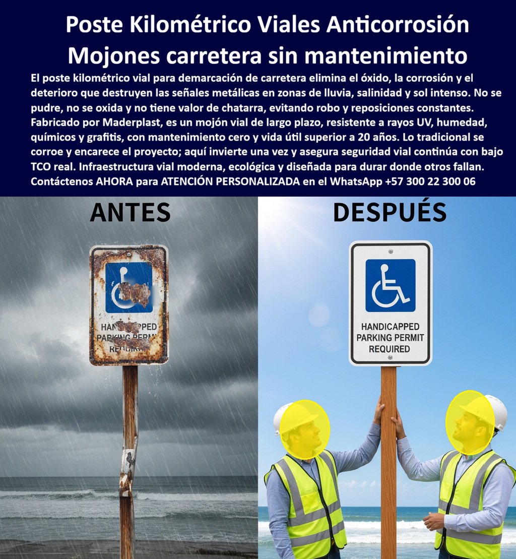 Señalética Kilométrica Señal Hitos Carretera Demarcación Vial Maderplast - Poste Kilométrico Vial Durable Sin Mantenimiento Maderplast: La Revolución de la Infraestructura Inoxidable, En el desarrollo de proyectos de infraestructura vial modernos, el Poste Kilométrico Vial Durable Sin Mantenimiento Maderplast se posiciona como el estándar de oro para la demarcación técnica en redes viales nacionales y rutas turísticas. Esta pieza de ingeniería estructural está fabricada íntegramente en polímeros de ingeniería macizos, una tecnología que anula cualquier posibilidad de oxidación, corrosión galvánica o degradación biológica, incluso en los entornos industriales más críticos. A diferencia de las señales metálicas convencionales que colapsan prematuramente bajo el ataque de la salinidad, la lluvia y el sol intenso, este mojón mantiene su integridad mecánica por más de 20 años. Su diseño de sección cuadrada con remate piramidal estético no solo es funcional, sino que incorpora una superficie anti graffiti resistente a químicos de limpieza, garantizando que la información técnica, como logotipos y distancias, permanezca impecable frente a la radiación UV., Cierre Técnico: Eliminando el Riesgo para el Ingeniero y el Inversionista, El verdadero valor de la tecnología Maderplast reside en la eliminación del miedo al fallo estructural y al robo. Un ingeniero profesional sabe que los hitos de metal o concreto representan un drenaje constante de presupuesto debido a que el óxido los destruye y el vandalismo los desaparece en cuestión de meses. Al ser de naturaleza no ferrosa, los hitos Maderplast son inherentemente antirrobo, ya que carecen de valor de reventa como chatarra, blindando así la inversión pública y privada contra el mercado negro de metales. Invertir en esta tecnología es la única forma de blindar el presupuesto operativo; mientras lo barato sale carísimo por reparaciones y reposiciones infinitas, Maderplast ofrece el costo total de propiedad (TCO) más bajo del mercado., Sostenibilidad y Desempeño Superior en Campo, La implementación de estos Mojones demarcación largo plazo es un paso firme hacia la sostenibilidad real en obras civiles, cumpliendo con criterios de baja huella de carbono y certificaciones ambientales modernas. Sus ventajas competitivas son innegables:, Inmunidad Total: Inalterables ante la humedad, la salinidad extrema y los agentes químicos., Resistencia Mecánica: El plástico estructural macizo absorbe impactos leves sin agrietarse, superando con creces la fragilidad del concreto., Instalación Eficiente: Diseñados para una fijación rápida y firme, garantizando una demarcación segura que no se pudre ni se degrada con el tiempo., Legibilidad Prolongada: La protección UV integrada mantiene la señalización vial nítida y profesional bajo cualquier condición climática., Usted puede estar plenamente convencido de que Maderplast es la mejor y más viable opción para su proyecto vial. Los testimonios de directores de obras civiles confirman que, donde los materiales tradicionales fallan, Maderplast proporciona una infraestructura moderna y duradera que protege tanto la seguridad del usuario como la reputación institucional de la entidad contratante., ¿Desea que preparemos una matriz de ahorro en mantenimiento comparando Maderplast contra señales metálicas para su próxima presentación técnica de presupuesto? Poste Kilométrico Vial Durable Sin Mantenimiento, Mojones Demarcación Largo Plazo, Mojones Kilométricos de Carretera Antigrafiti Exterior, Marcadores Viales Señalética Kilométrica Señal Hitos Carretera Demarcación Vial Maderplast Poste Kilométrico Vial Durable Sin Mantenimiento Mojones Demarcación Largo Plazo Mojones Kilométricos de Carretera Antigrafiti Exterior Marcadores Viales Poste Kilométrico Vial Durable Sin Mantenimiento Maderplast: La Revolución de la Infraestructura Inoxidable, En el desarrollo de proyectos de infraestructura vial modernos, el Poste Kilométrico Vial Durable Sin Mantenimiento Maderplast se posiciona como el estándar de oro para la demarcación técnica en redes viales nacionales y rutas turísticas. Esta pieza de ingeniería estructural está fabricada íntegramente en polímeros de ingeniería macizos, una tecnología que anula cualquier posibilidad de oxidación, corrosión galvánica o degradación biológica, incluso en los entornos industriales más críticos. A diferencia de las señales metálicas convencionales que colapsan prematuramente bajo el ataque de la salinidad, la lluvia y el sol intenso, este mojón mantiene su integridad mecánica por más de 20 años. Su diseño de sección cuadrada con remate piramidal estético no solo es funcional, sino que incorpora una superficie anti graffiti resistente a químicos de limpieza, garantizando que la información técnica, como logotipos y distancias, permanezca impecable frente a la radiación UV., Cierre Técnico: Eliminando el Riesgo para el Ingeniero y el Inversionista, El verdadero valor de la tecnología Maderplast reside en la eliminación del miedo al fallo estructural y al robo. Un ingeniero profesional sabe que los hitos de metal o concreto representan un drenaje constante de presupuesto debido a que el óxido los destruye y el vandalismo los desaparece en cuestión de meses. Al ser de naturaleza no ferrosa, los hitos Maderplast son inherentemente antirrobo, ya que carecen de valor de reventa como chatarra, blindando así la inversión pública y privada contra el mercado negro de metales. Invertir en esta tecnología es la única forma de blindar el presupuesto operativo; mientras lo barato sale carísimo por reparaciones y reposiciones infinitas, Maderplast ofrece el costo total de propiedad (TCO) más bajo del mercado., Sostenibilidad y Desempeño Superior en Campo, La implementación de estos Mojones demarcación largo plazo es un paso firme hacia la sostenibilidad real en obras civiles, cumpliendo con criterios de baja huella de carbono y certificaciones ambientales modernas. Sus ventajas competitivas son innegables:, Inmunidad Total: Inalterables ante la humedad, la salinidad extrema y los agentes químicos., Resistencia Mecánica: El plástico estructural macizo absorbe impactos leves sin agrietarse, superando con creces la fragilidad del concreto., Instalación Eficiente: Diseñados para una fijación rápida y firme, garantizando una demarcación segura que no se pudre ni se degrada con el tiempo., Legibilidad Prolongada: La protección UV integrada mantiene la señalización vial nítida y profesional bajo cualquier condición climática., Usted puede estar plenamente convencido de que Maderplast es la mejor y más viable opción para su proyecto vial. Los testimonios de directores de obras civiles confirman que, donde los materiales tradicionales fallan, Maderplast proporciona una infraestructura moderna y duradera que protege tanto la seguridad del usuario como la reputación institucional de la entidad contratante., ¿Desea que preparemos una matriz de ahorro en mantenimiento comparando Maderplast contra señales metálicas para su próxima presentación técnica de presupuesto?