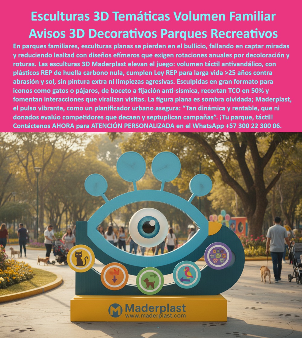 Valla Temática 3d Gran Formato Avisos 3d Temáticos Escultura Maderplast - Valla Temática 3D Gran Formato Avisos 3D Temáticos Escultura Maderplast – Señalética Temática en Volumen para Espacios, Señales Turísticas Ecológicas Tipo Poste, Carteles Parques Informativos Químicos Instalación Fácil Ágil La imagen muestra una escultura 3D temática instalada en un parque recreativo familiar, con volumen real, íconos gráficos integrados y base estructural sólida. No es una lámina plana ni un cartel efímero; es señalética en volumen diseñada para interactuar visual y físicamente con el visitante. En espacios de alto tránsito, donde la señalización convencional pasa desapercibida, una Valla Temática 3D Gran Formato detiene el flujo, genera fotografía espontánea y transforma el punto en hito memorable. El problema técnico en parques y zonas recreativas es la rápida degradación de materiales tradicionales. El metal se oxida, la madera natural se agrieta y el concreto se fisura; la pintura pierde intensidad por radiación UV y limpieza constante. Además, el vandalismo y el uso continuo aceleran el deterioro. Cada restauración implica gastos acumulativos y pérdida de impacto visual. Cuando el elemento decorativo envejece mal, el parque proyecta descuido institucional. Los Avisos 3D Temáticos Escultura Maderplast se fabrican en polímero estructural macizo de alta ingeniería, con estabilidad dimensional y pigmentación integrada en masa. No hay corrosión, no hay pudrición, no se descascara la pintura porque el color es parte del material. Esta Señalética temática en volumen para espacios es resistente a humedad permanente, radiación UV intensa y productos de limpieza, garantizando larga vida útil sin repinte anual ni mantenimientos correctivos frecuentes. Las Señales Turísticas Ecológicas Tipo Poste y los Carteles Parques Informativos Químicos Instalación Fácil Ágil pueden diseñarse con anclajes estructurales calculados según suelo y carga de viento, incorporando fijación anti-vandálica. El material no tiene valor de chatarra, reduciendo riesgo de hurto, y soporta impactos sin fracturarse como soluciones rígidas tradicionales. La instalación es rápida y técnica, permitiendo ejecución eficiente en proyectos de urbanismo y ecoturismo. Desde el punto de vista financiero, la decisión debe evaluarse en TCO. Las Vallas 3D Temáticas de gran formato eliminan ciclos de restauración, reemplazo y repintado. La Señalización temática en volumen no es gasto decorativo, es infraestructura vial permanente que mantiene su estética por décadas. Por eso sostenemos con criterio técnico que los productos Maderplast son tan superiores que cualquier alternativa convencional termina siendo más costosa por fallas, roturas y mantenimiento acumulado. Para respaldar la inversión ante comité técnico o interventoría, Maderplast suministra ficha técnica descargable en PDF con propiedades mecánicas, espesores y sistema de anclaje; soporte de ingeniería para especificación en parques, reservas y centros recreativos; y personalización total de formas, íconos y colores. Puede solicitar cotización formal, modelado 3D previo y producción en serie para múltiples espacios públicos. Si su proyecto requiere Esculturas 3D Temáticas de larga vida útil, Carteles Parques Informativos resistentes y Señales Turísticas Ecológicas que no se deterioren con el tiempo, solicite ahora la ficha técnica PDF y una cotización personalizada. Con información técnica clara, la decisión deja de ser estética y se convierte en inversión estratégica sostenible. Atención personalizada al WhatsApp +57 300 22 300 06. Señalética temática en volumen para espacios Señales Turísticas Ecológicas Tipo Poste, Carteles Parques Informativos Químicos Instalación Fácil Agil Valla Temática 3d Gran Formato Avisos 3d Temáticos Escultura Maderplast Señalética temática en volumen para espacios Señales Turísticas Ecológicas Tipo Poste Carteles Parques Informativos Químicos Instalación Fácil Agil Valla Temática 3D Gran Formato Avisos 3D Temáticos Escultura Maderplast – Señalética Temática en Volumen para Espacios, Señales Turísticas Ecológicas Tipo Poste, Carteles Parques Informativos Químicos Instalación Fácil Ágil La imagen muestra una escultura 3D temática instalada en un parque recreativo familiar, con volumen real, íconos gráficos integrados y base estructural sólida. No es una lámina plana ni un cartel efímero; es señalética en volumen diseñada para interactuar visual y físicamente con el visitante. En espacios de alto tránsito, donde la señalización convencional pasa desapercibida, una Valla Temática 3D Gran Formato detiene el flujo, genera fotografía espontánea y transforma el punto en hito memorable. El problema técnico en parques y zonas recreativas es la rápida degradación de materiales tradicionales. El metal se oxida, la madera natural se agrieta y el concreto se fisura; la pintura pierde intensidad por radiación UV y limpieza constante. Además, el vandalismo y el uso continuo aceleran el deterioro. Cada restauración implica gastos acumulativos y pérdida de impacto visual. Cuando el elemento decorativo envejece mal, el parque proyecta descuido institucional. Los Avisos 3D Temáticos Escultura Maderplast se fabrican en polímero estructural macizo de alta ingeniería, con estabilidad dimensional y pigmentación integrada en masa. No hay corrosión, no hay pudrición, no se descascara la pintura porque el color es parte del material. Esta Señalética temática en volumen para espacios es resistente a humedad permanente, radiación UV intensa y productos de limpieza, garantizando larga vida útil sin repinte anual ni mantenimientos correctivos frecuentes. Las Señales Turísticas Ecológicas Tipo Poste y los Carteles Parques Informativos Químicos Instalación Fácil Ágil pueden diseñarse con anclajes estructurales calculados según suelo y carga de viento, incorporando fijación anti-vandálica. El material no tiene valor de chatarra, reduciendo riesgo de hurto, y soporta impactos sin fracturarse como soluciones rígidas tradicionales. La instalación es rápida y técnica, permitiendo ejecución eficiente en proyectos de urbanismo y ecoturismo. Desde el punto de vista financiero, la decisión debe evaluarse en TCO. Las Vallas 3D Temáticas de gran formato eliminan ciclos de restauración, reemplazo y repintado. La Señalización temática en volumen no es gasto decorativo, es infraestructura vial permanente que mantiene su estética por décadas. Por eso sostenemos con criterio técnico que los productos Maderplast son tan superiores que cualquier alternativa convencional termina siendo más costosa por fallas, roturas y mantenimiento acumulado. Para respaldar la inversión ante comité técnico o interventoría, Maderplast suministra ficha técnica descargable en PDF con propiedades mecánicas, espesores y sistema de anclaje; soporte de ingeniería para especificación en parques, reservas y centros recreativos; y personalización total de formas, íconos y colores. Puede solicitar cotización formal, modelado 3D previo y producción en serie para múltiples espacios públicos. Si su proyecto requiere Esculturas 3D Temáticas de larga vida útil, Carteles Parques Informativos resistentes y Señales Turísticas Ecológicas que no se deterioren con el tiempo, solicite ahora la ficha técnica PDF y una cotización personalizada. Con información técnica clara, la decisión deja de ser estética y se convierte en inversión estratégica sostenible. Atención personalizada al WhatsApp +57 300 22 300 06.