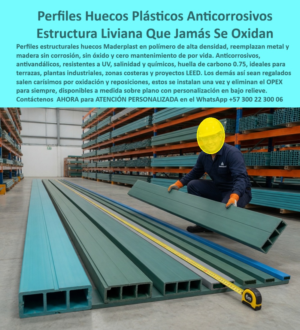 Perfiles Plásticos Livianos Alta Resistencia Perfil Estructural Maderplast Listones WPC Terrazas Sin Mantenimiento Fuertes Perfiles Cuadrados Huecos WPC Alta Durabilidad Perfiles Huecos Plásticos Anticorrosivos Larga Vida Perfiles WPC