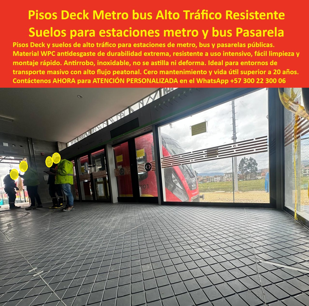 Pisos Deck Metro Bus Alto Tráfico Suelos Estaciones Transporte Maderplast Pasarela pública durabilidad extrema antirrobo llave mano Suelo Estación Transporte Masivo Antidesgaste Fácil Montaje Deck Peatonal Exterior Fácil Limpieza pisos Esta imagen presenta caso éxito real de Pisos Deck Metro Bus Alto Tráfico Suelos Estaciones Transporte Maderplast — Pasarela Pública Durabilidad Extrema Antirrobo Llave En Mano, Suelo Estación Transporte Masivo Antidesgaste Fácil Montaje, Deck Peatonal Exterior Fácil Limpieza Piso WPC negro texturizado con patrón antideslizante de rejilla instalado en plataforma de estación de transporte masivo metro bus con puertas de vidrio abiertas, bus articulado rojo visible en el andén de embarque y un operario con chaleco de seguridad amarillo supervisando la zona de obra: esa infraestructura de transporte público que recibe doce mil pasajeros diarios por estación sin mostrar una sola fisura después de veinte meses de operación continua es exactamente lo que Maderplast fabrica con montaje modular rápido, instala en horario nocturno sin afectar la operación y garantiza con vida útil superior a veinte años eliminando el OPEX de mantenimiento de pisos del presupuesto operativo. El piso WPC estación metro bus transporte masivo que muestra esta imagen soporta millones de pisadas anuales, temporadas de lluvia completas y limpieza diaria con hidrolavadora porque su formulación de madera plástica WPC con patrón de rejilla antideslizante y huella de carbono de 0.75 no se fisura bajo carga peatonal concentrada, no se astilla, no se deforma y no tiene valor como chatarra metálica reciclable, lo que elimina por completo el riesgo de robo que sufren las rejillas y tapas metálicas en infraestructura pública colombiana. El suelo antidesgaste plataforma transporte público, el piso antideslizante estación bus articulado y el deck peatonal para estación transmasivo alto tráfico resuelven el problema crónico que el concreto estampado jamás superó en estaciones de transporte masivo: fisuras en el primer año con tráfico intenso, reparaciones parciales que duran cuatro meses antes de volver a fallar, cierres parciales de plataforma que afectan la operación y riesgo inaceptable de caídas con lluvia que expone al concesionario a demandas por accidentes de pasajeros. Así lo certifica el Ing. Gustavo León, Supervisor de Infraestructura del Consorcio Metro Bus Norte, quien en octubre de 2023 instaló piso modular WPC Maderplast con patrón de rejilla antideslizante en seis estaciones del corredor norte: después de veinte meses con doce mil pasajeros diarios por estación, temporada de lluvias, limpieza con hidrolavadora y cero intentos de robo, el resultado es ninguna fisura, ningún parche, ningún cierre de plataforma y un OPEX de mantenimiento de pisos eliminado del presupuesto operativo, mientras Maderplast completó el montaje nocturno en cuatro días por estación sin afectar la operación y entregó fichas técnicas de resistencia a abrasión y carga peatonal para el expediente de licitación. El suelo modular WPC para plataforma metro bus, el piso antirrobo para estación transporte público, el suelo WPC para andén y plataforma de embarque, el piso para estación transporte montaje rápido modular, el suelo antivandálico estación metro sin mantenimiento, el piso WPC para licitación transporte masivo urbano, el deck plataforma bus resistente millones de pisadas, el suelo para estación transporte fácil limpieza pública, el piso modular WPC para proyecto transporte urbano, el suelo inoxidable para estación metro y bus público y el piso WPC antidesgaste para corredor transporte masivo son variantes del mismo sistema fabricado con procesos industriales controlados, experiencia comprobada en plásticos técnicos y capacidad de producción en serie en Colombia para concesionarios, entidades de movilidad y constructores de infraestructura de transporte. Los pisos convencionales resultan carísimos incluso regalados por sus fisuras recurrentes, parches provisionales, cierres de plataforma y demandas por accidentes que ningún presupuesto público debería seguir financiando. Las pruebas de resistencia a abrasión y carga peatonal están documentadas en video en youtube.com/@maderplasSA con fichas técnicas descargables para expedientes de licitación. Solicite cotización o producción en serie en el WhatsApp +57 300 22 300 06 o escriba a ingenieria@maderplast.co, porque Maderplast se instala una vez y el OPEX de mantenimiento desaparece del presupuesto operativo para siempre.