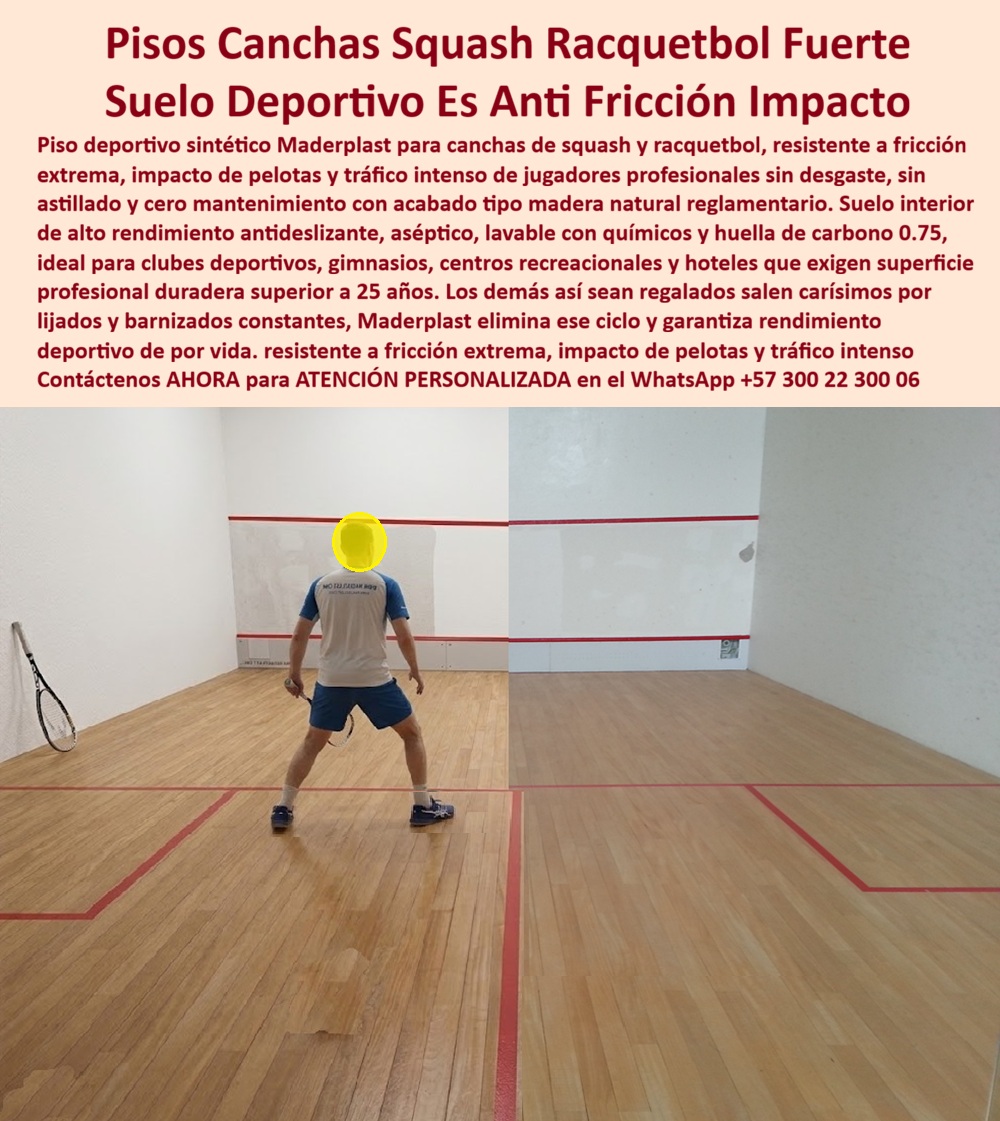 Suelo Deportivo Sintético Cancha Racquetball Deck Squash Fuertes Maderplast Pisos Deck Deportivos Anti Desgaste Suelo Deportivo Sintético Cancha Racquetball Deck Squash Fuertes Maderplast Pisos Deportivos Deck para Squash y Bas Esta imagen presenta Suelo Deportivo Sintético Cancha Racquetball Deck Squash Fuertes Maderplast — Pisos Deck Deportivos Anti Desgaste, Pisos Deportivos Deck Para Squash Y Básquet Anti Fricción Impacto Piso deportivo sintético WPC color madera maple claro instalado en cancha de squash profesional con líneas reglamentarias rojas perfectamente trazadas, paredes blancas, franja roja de servicio y un jugador con camiseta Maderplast en posición de ataque empuñando la raqueta frente a una pelota que lleva meses impactando esa misma superficie a velocidades de competencia sin dejar una sola marca de deformación, una sola astilla levantada ni un solo punto de desgaste visible: ese rendimiento profesional sostenido sin interrupciones por mantenimiento es lo que Maderplast fabrica con formulación anti fricción y anti impacto, instala llave en mano y garantiza con rendimiento deportivo superior a veinticinco años. El piso deportivo WPC cancha squash profesional que muestra esta imagen ofrece rebote reglamentario uniforme, superficie aséptica lavable con químicos desinfectantes como amonio cuaternario y resistencia extrema al desgaste por calzado deportivo porque su núcleo sólido de madera plástica WPC con huella de carbono de 0.75 no se astilla bajo fricción repetida, no se deforma con el impacto concentrado de la pelota y no genera marcas de suela que obliguen a ciclos de lijado y barnizado como lo exige la madera maple importada cada año con cierre obligatorio de canchas durante dos semanas completas y olor químico del barniz que obliga a cerrar también las canchas vecinas. El suelo sintético racquetbol anti fricción anti impacto, el piso cancha squash sin lijado sin barnizado y la tarima deportiva WPC resistente calzado deportivo resuelven la ecuación que todo director deportivo enfrenta: doce millones de pesos anuales por cancha solo en mantenimiento de piso, más las semanas de inactividad que frustran socios, cancelan torneos y generan pérdida directa de ingresos por membresías. Así lo certifica el Lic. Andrés Gómez, Director Deportivo de Centro Recreacional Club El Bosque, quien en marzo de 2024 instaló suelo deportivo WPC Maderplast en tres canchas de squash que antes tenían madera maple importada: después de catorce meses con torneos semanales, clases diarias y juego libre nocturno, la pelota rebota igual que el primer día, el piso no muestra marca de calzado y lo desinfectan con amonio cuaternario sin dañar la superficie, mientras Maderplast entregó certificado de coeficiente de fricción para competencia reglamentaria y completó la instalación de las tres canchas en nueve días sin afectar el calendario de torneos, eliminando por completo la compra de barniz desde entonces. El suelo deportivo aséptico lavable para gimnasio, el piso WPC cancha racquetbol rebote reglamentario, el suelo deportivo para club squash cero mantenimiento, el piso sintético cancha deportiva indoor alto rendimiento, la tarima WPC para cancha squash hotel centro recreacional, el suelo deportivo anti desgaste para raquetbol profesional, el piso cancha squash resistente impacto pelota fricción, la tarima deportiva para polideportivo y club de squash, el suelo WPC deportivo lavable con químicos desinfectantes, el piso para proyecto cancha squash instalación llave en mano y la tarima deportiva sintética garantía rendimiento veinticinco años son variantes del mismo sistema constructivo fabricado con procesos industriales controlados, experiencia comprobada en plásticos técnicos y capacidad de producción a medida en Colombia para clubes deportivos, centros recreacionales, hoteles, polideportivos y colegios. Los pisos de madera importada resultan carísimos incluso regalados por sus cierres recurrentes, barnizado tóxico que incomoda a los usuarios, deterioro progresivo bajo juego profesional y costos acumulados que en cinco años quintuplican la inversión original. Las pruebas de resistencia a impacto y coeficiente de fricción están documentadas en video en youtube.com/@maderplasSA con fichas técnicas descargables. Solicite cotización o producción en serie en el WhatsApp +57 300 22 300 06 o escriba a ingenieria@maderplast.co, porque Maderplast es la decisión que firma el director deportivo con total tranquilidad sabiendo que sus canchas no volverán a oler a barniz ni a cerrar una sola semana por mantenimiento.