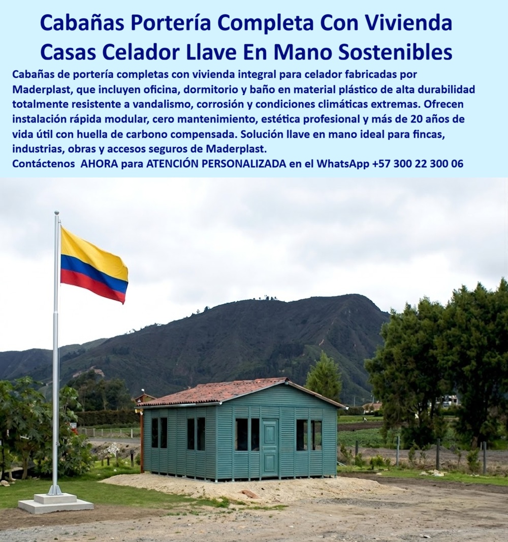Cabaña De Portería Completa Con Vivienda, Casa Celador Maderplast - Casa Modulo Celaduria Con Oficina Integral Sostenible Llave En Mano, garita con dormitorio y baño, Cabaña Vigilantes Con Alojamiento Completo, Caseta De Control Cabaña Cabaña De Portería Completa Con Vivienda Casa Celador Maderplast Casa Modulo Celaduria Con Oficina Integral Sostenible Llave En Mano garita con dormitorio y baño Cabaña Vigilantes Con Alojamiento Completo Caseta De Control Cabaña