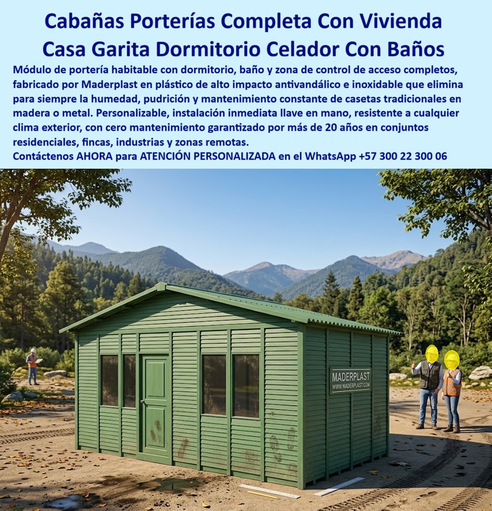 Cabaña De Portería Completa Con Vivienda, Casa Celador Maderplast - caseta de control con dormitorio, Módulo Portería Celador Con Servicios Antivandálica Alta Resistencia Duradera Caseta Vigilancia Habitable Baño Dormitorio Modular Casa Cabaña De Portería Completa Con Vivienda Casa Celador Maderplast caseta de control con dormitorio Módulo Portería Celador Con Servicios Antivandálica Alta Resistencia Duradera Caseta Vigilancia Habitable Baño Dormitorio Modular Casa