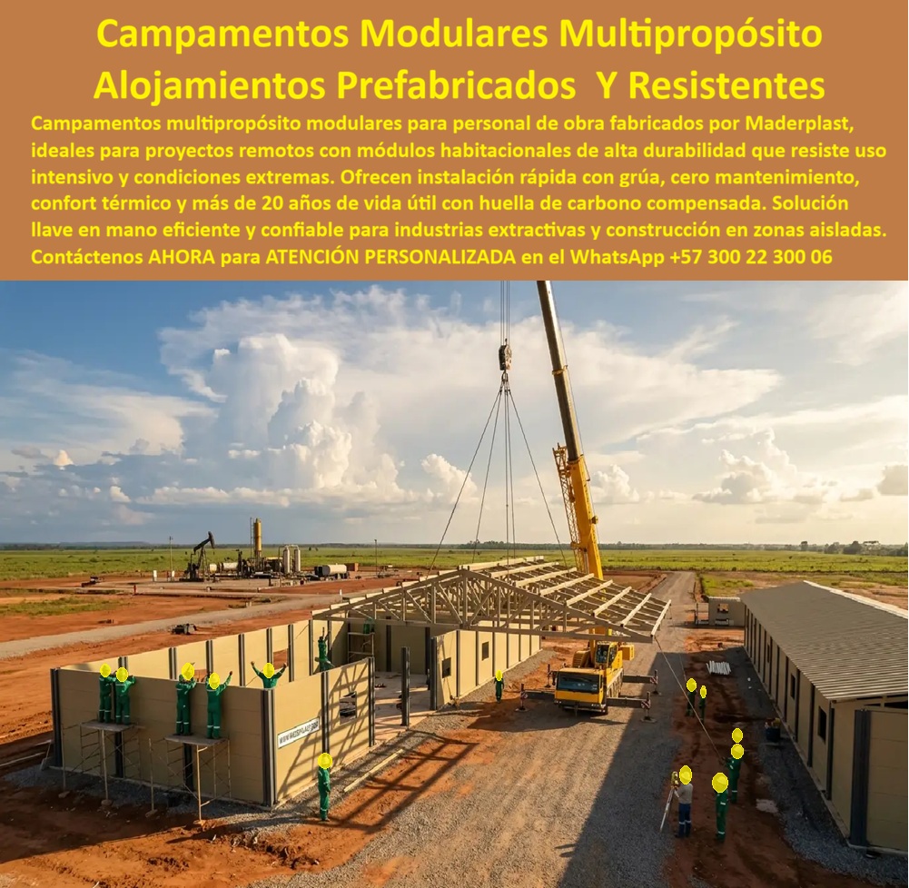 Campamento Multipropósito Modular Campamento De Obra Maderplast - Campamento Personal Obra Prefabricado Alta Durabilidad, Módulos Habitacionales Para Proyectos Remotos Uso Intensivo, Alojamiento Temporal De Personal Resistente Durables Campamento Multipropósito Modular Campamento De Obra Maderplast Campamento Personal Obra Prefabricado Alta Durabilidad Módulos Habitacionales Para Proyectos Remotos Uso Intensivo Alojamiento Temporal De Personal Resistente Durables