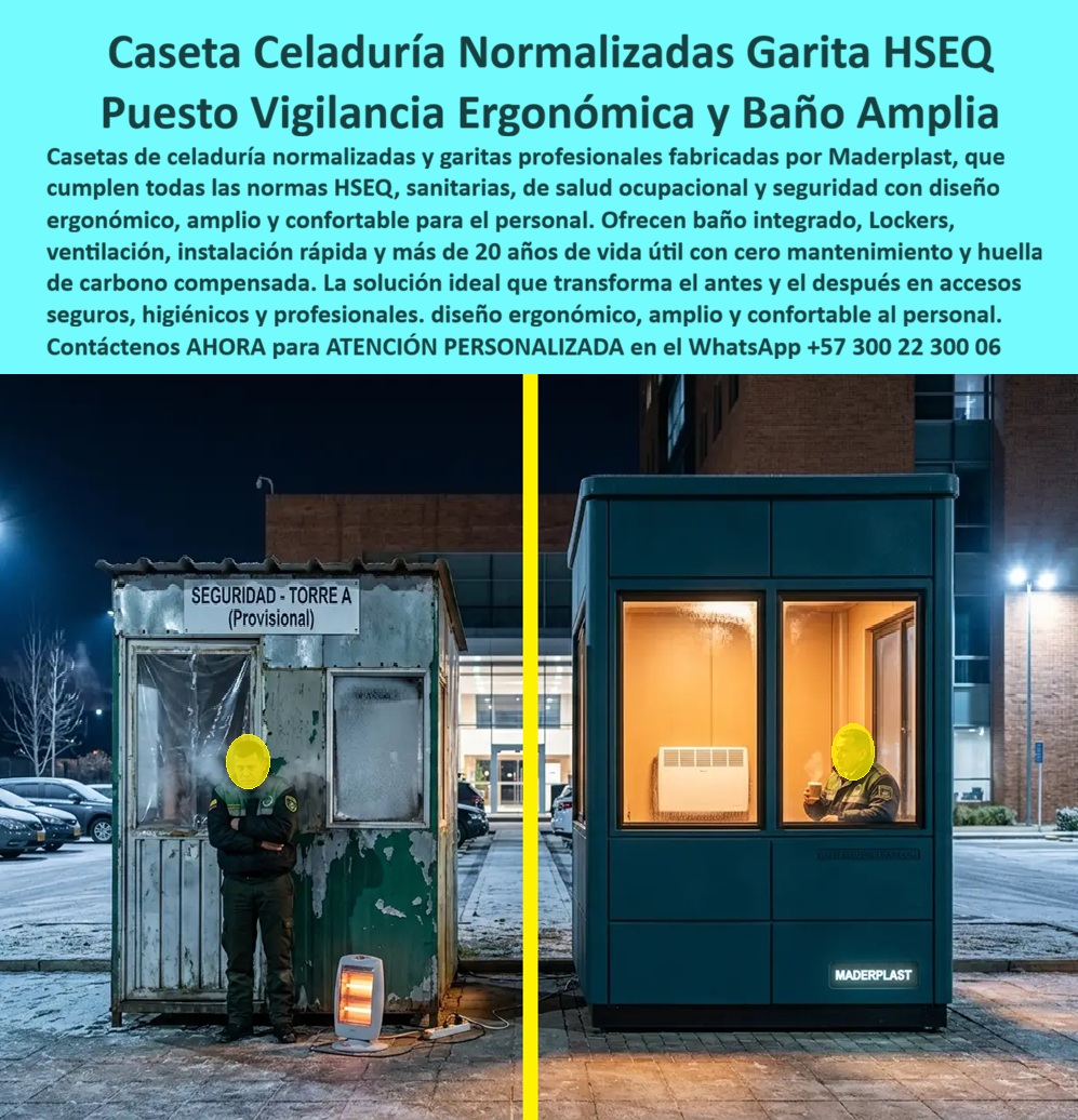 Caseta Celaduría Normalizada Garita Profesional HSEQ Maderplast - puesto de vigilancia confortable, caseta de vigilancia moderna, caseta de celaduría ergonómica, Garita Amplia Con Baño Locker, Puesto Control Industrial Ergonómico HSEQ Caseta Celaduría Normalizada Garita Profesional HSEQ Maderplast puesto de vigilancia confortable caseta de vigilancia moderna caseta de celaduría ergonómica Garita Amplia Con Baño Locker Puesto Control Industrial Ergonómico HSEQ