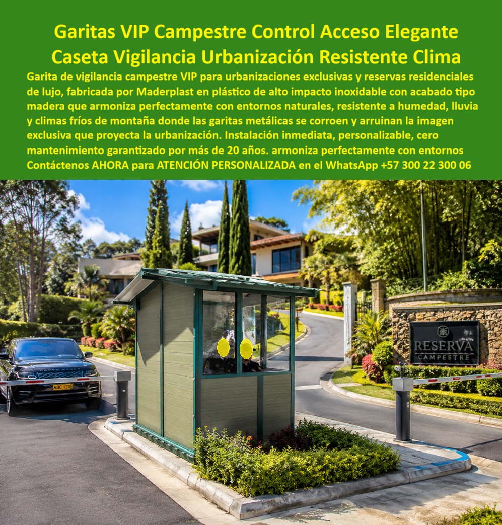 Caseta De Vigilancia Residencial Garita VIP Campestre Maderplast - Caseta De Seguridad Urbanizaciones Elegantes Y Seguras, Garita Campestre VIP Control De Acceso, Portería Modular Campestre Resistente Clima Y Humedad, Centro De Control Caseta De Vigilancia Residencial Garita VIP Campestre Maderplast Caseta De Seguridad Urbanizaciones Elegantes Y Seguras Garita Campestre VIP Control De Acceso Portería Modular Campestre Resistente Clima Y Humedad Centro De Control