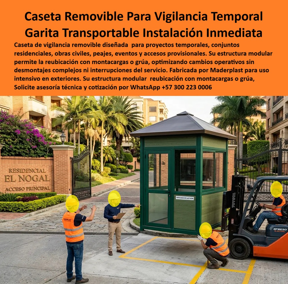 Caseta Vigilancia Removible Transportable Fácil Instalación Maderplast - Garita De Vigilancia Con Movilidad Operativa, caseta removible portería, Garita Portátil Accesos Temporales, Garita Móvil Montacargas Reubicable Plástico Durable Caseta Vigilancia Removible Transportable Fácil Instalación Maderplast Garita De Vigilancia Con Movilidad Operativa caseta removible portería Garita Portátil Accesos Temporales Garita Móvil Montacargas Reubicable Plástico Durable