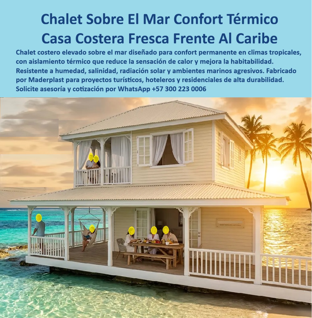 Chalet Sobre El Mar Climatizado Casa Fresca Frente Al Mar Maderplast - Caseta Control Térmico Costera Modular Resistente Calor Extremo Instalada, Chalet Caribe Sobre Mar Aislante Calor Garantizado, Cabaña Caribeña Resistente Climas Mar Chalet Sobre El Mar Climatizado Casa Fresca Frente Al Mar Maderplast Caseta Control Térmico Costera Modular Resistente Calor Extremo Instalada Chalet Caribe Sobre Mar Aislante Calor Garantizado Cabaña Caribeña Resistente Climas Mar
