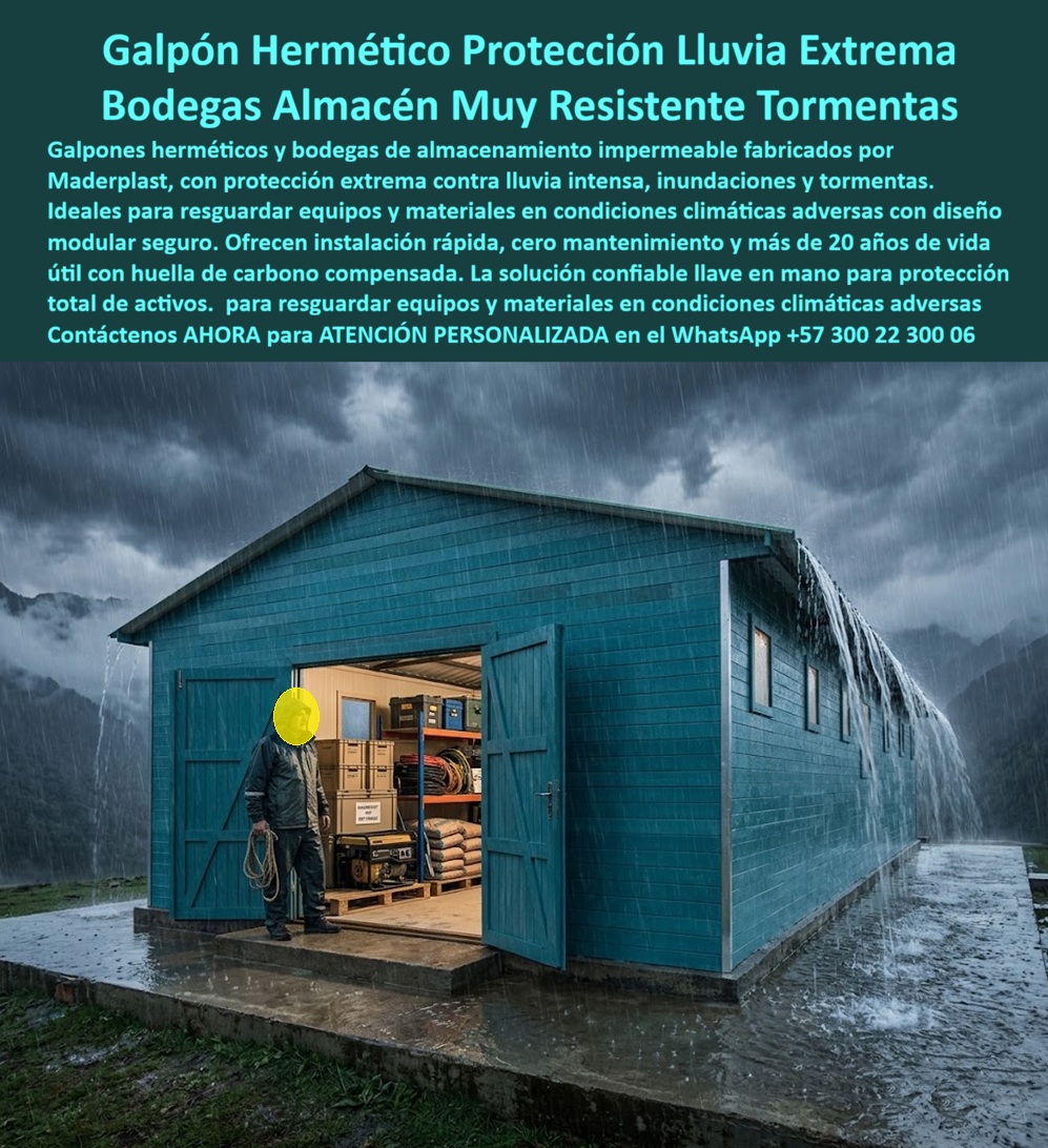 Galpón Hermético Protección Lluvia Extrema Bodega Impermeable Maderplast - Box Almacén Impermeable Prefabricado Resistente Tormenta, Shelter De Almacenamiento Seguro Resistente A Inundaciones, Bodega Galpon Impermeable Agua Prefabricada Galpón Hermético Protección Lluvia Extrema Bodega Impermeable Maderplast Box Almacén Impermeable Prefabricado Resistente Tormenta Shelter De Almacenamiento Seguro Resistente A Inundaciones Bodega Galpon Impermeable Agua Prefabricada
