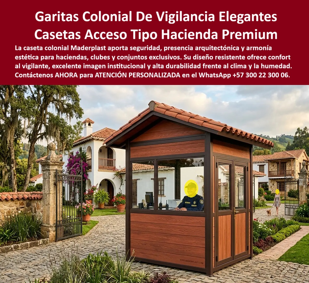 Garita Colonial De Vigilancia Elegancia Diseño Caseta VIP Maderplast - Caseta Recepción Estilo Hacienda Modular Durable Segura, Caseta Colonial De Acceso Principal Presencia Institucional, Caseta Portería Colonial Residencial Elegante Garita Colonial De Vigilancia Elegancia Diseño Caseta VIP Maderplast Caseta Recepción Estilo Hacienda Modular Durable Segura Caseta Colonial De Acceso Principal Presencia Institucional Caseta Portería Colonial Residencial Elegante