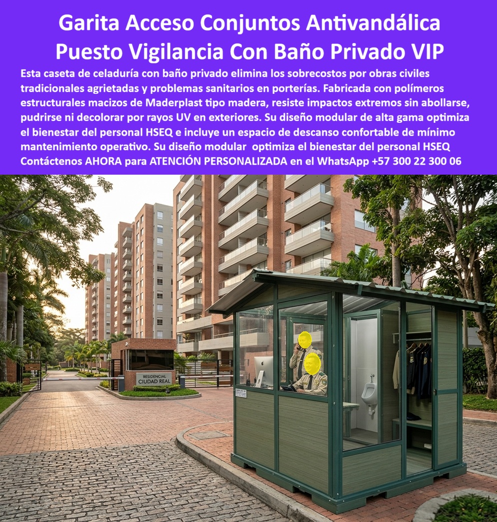 Garita De Acceso Conjuntos Elegantes Puesto De Vigilancia Maderplast - Caseta De Celaduría Con Baño Privado Y Espacio De Descanso, Caseta Porteria Conjunto Residencial VIP Antivandal Duradera Bajo Mantenimiento, Garita Vigilancia Garita Garita De Acceso Conjuntos Elegantes Puesto De Vigilancia Maderplast Caseta De Celaduría Con Baño Privado Y Espacio De Descanso Caseta Porteria Conjunto Residencial VIP Antivandal Duradera Bajo Mantenimiento Garita Vigilancia Garita