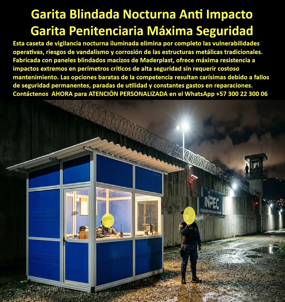 Garitas Blindadas De Seguridad Caseta Nocturna Con Luz Maderplast - Caseta Vigilancia Nocturna Iluminada Prefabricada Módulo Vigilancia Carcelaria Resistente Clima Extremo, Puesto Vigilancia Reclusorio Modular Personalizado Resistente Int Garitas Blindadas De Seguridad Caseta Nocturna Con Luz Maderplast Caseta Vigilancia Nocturna Iluminada Prefabricada Módulo Vigilancia Carcelaria Resistente Clima Extremo Puesto Vigilancia Reclusorio Modular Personalizado Resistente Int